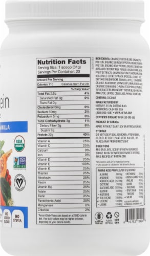 Nutiva Organic Plant Protein Superfood Smoothie Vanilla 1.4 lb Fred Meyer