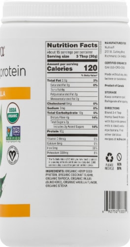 Nutiva Organic Vanilla Hemp Seed Protein Powder Perspective: right