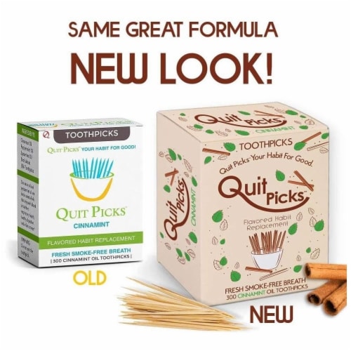 Quit Picks Cinnamint Toothpicks 300Ct Fresh Breath Quit Smoking Aid Perspective: right