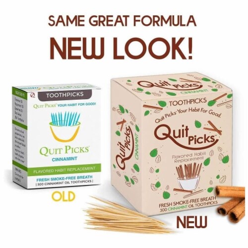 Quit Picks Toothpicks 300ct Cinnamint Quit Smoking Aid Freshes Breathe Perspective: right