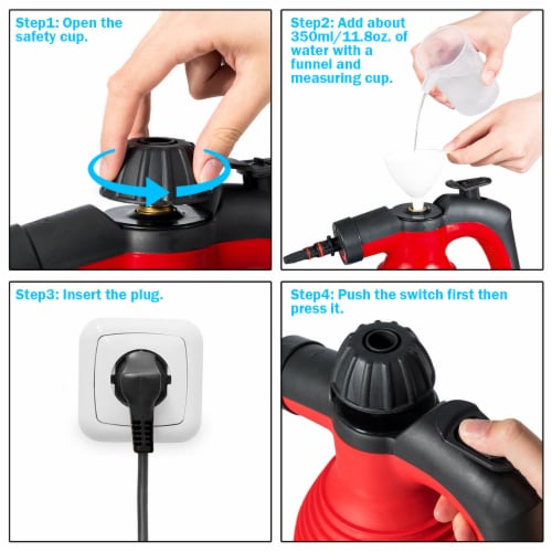 Costway Multifunction Portable Steamer Household Steam Cleaner 1050W W/Attachments Red Perspective: right