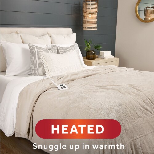 Sunbeam Heated Blanket - Tan Perspective: right