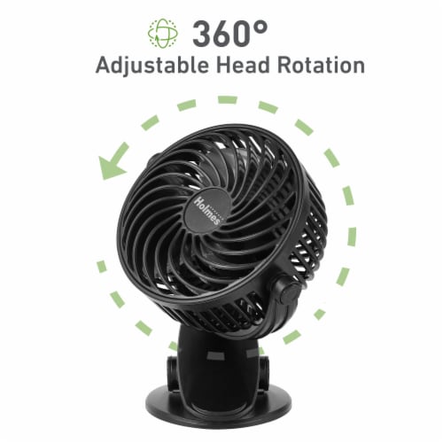 Holmes® 4 Inch Rechargeable USB-Powered Clip Fan Perspective: right