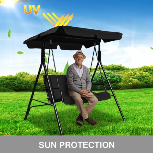 Loveseat Patio Canopy Swing Glider Hammock Cushioned Steel Frame