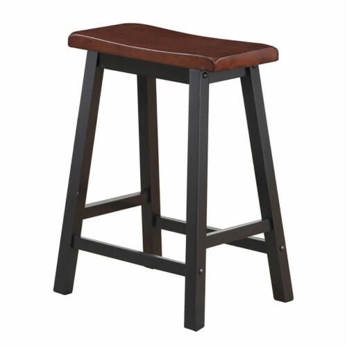 Gymax Set of 2 Bar Stools 24''H Saddle Seat Pub Chair Home Kitchen Dining Room Brown Perspective: right