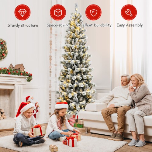 8ft pre lit flocked on sale christmas tree