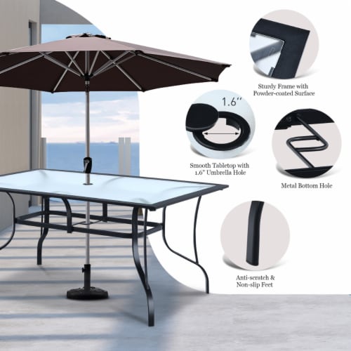 Rectangular patio dining table with umbrella hole hotsell