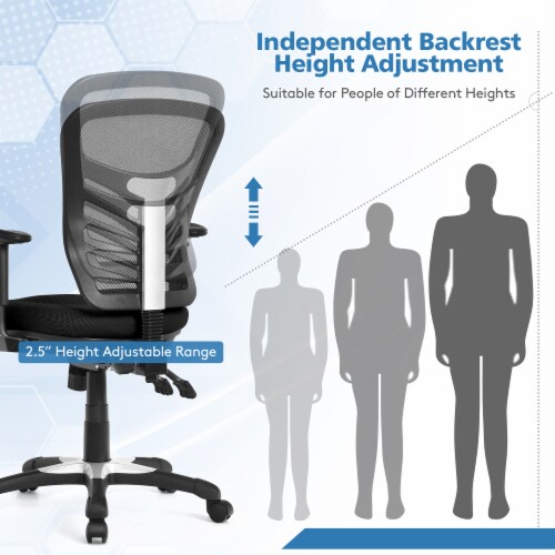 Costway Mesh Office Chair 3-Paddle Computer Desk Chair w/ Adjustable Seat Black Perspective: right