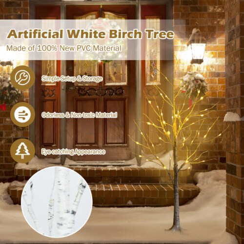 Costway 4ft Pre-lit White Twig Birch Tree for Christmas Holiday w/ 48 LED Lights Perspective: right