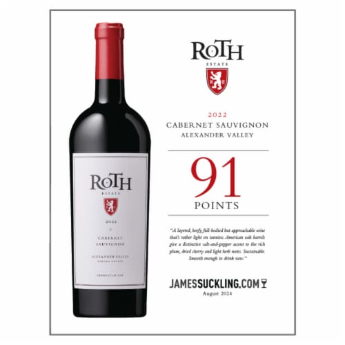 Roth Estate Cabernet Sauvignon California Red Wine Perspective: right