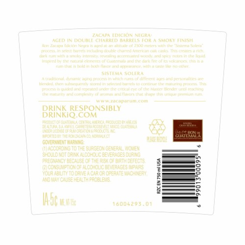 Zacapa Rum Edicion Negra Perspective: right