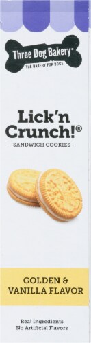 Three Dog Bakery Lick'n Crunch! Golden and Vanilla Sandwich Cookie Dog Treats Perspective: right