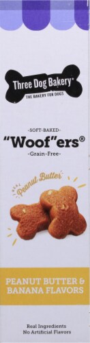 Three Dog Bakery® Peanut Butter and Banana Flavored Woofers Dog Treats Perspective: right
