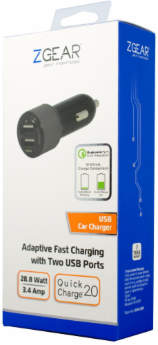ZGear Fast-Charging Car Charger with 2 USB Ports Perspective: right