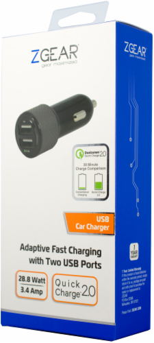 ZGear Fast-Charging Car Charger with 2 USB Ports Perspective: right