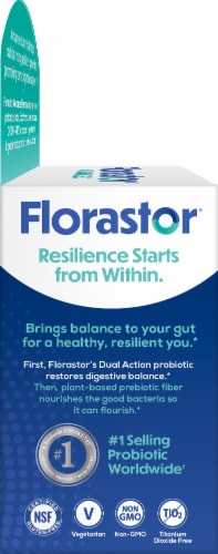 Florastor Pre Daily Probiotic & Fiber Supplement Capsules 250mg Perspective: right