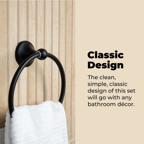 Matte black bathroom towel bar set clearance