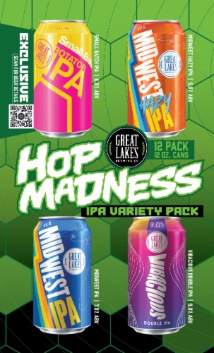 Great Lakes Hop Madness Beer IPA Variety Pack Perspective: right
