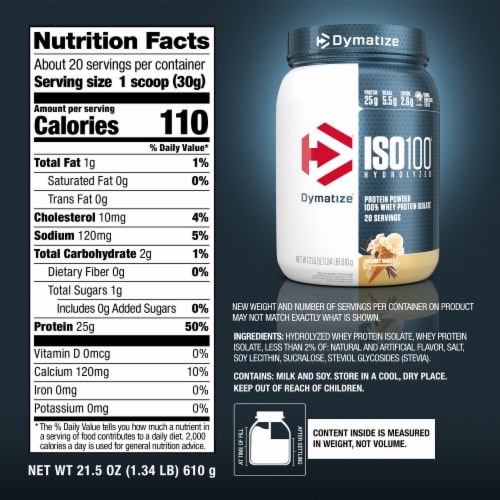 Dymatize ISO100 Gourmet Vanilla Protein Powder Perspective: right