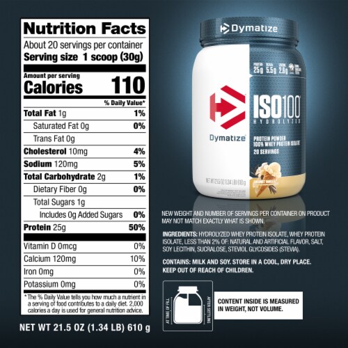 Dymatize® ISO100® Gourmet Vanilla Protein Powder Perspective: right
