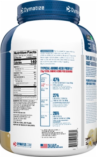 Dymatize® Elite Gourmet Vanilla Flavored 100% Whey Protein Powder Perspective: right