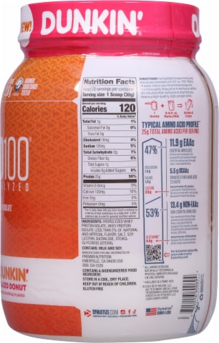 Dymatize® ISO100® Dunkin® Glazed Donut Flavored Protein Powder Perspective: right