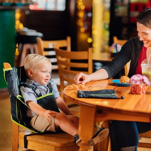 CozyBaby Portable Washable Travel Cloth Easy Seat High Chair, Black / Green Perspective: right
