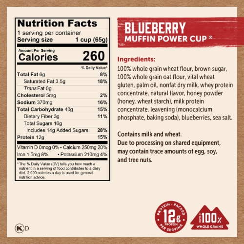 Kodiak Protein-Packed Blueberry Muffin Power Cup with 12g Protein Perspective: right