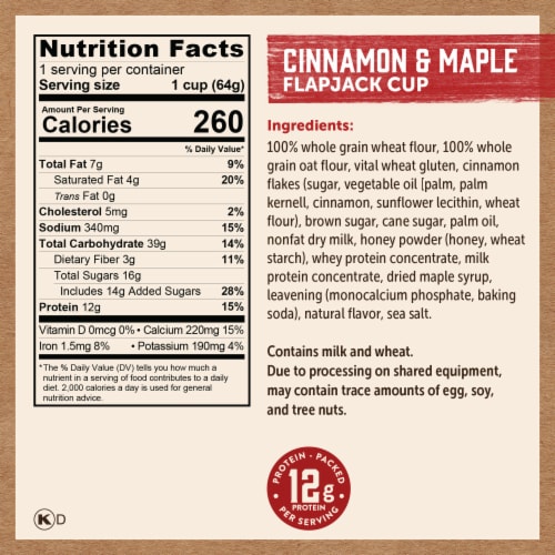Kodiak Protein-Packed Cinnamon and Maple Pancake Power Cup with 12g Protein Perspective: right