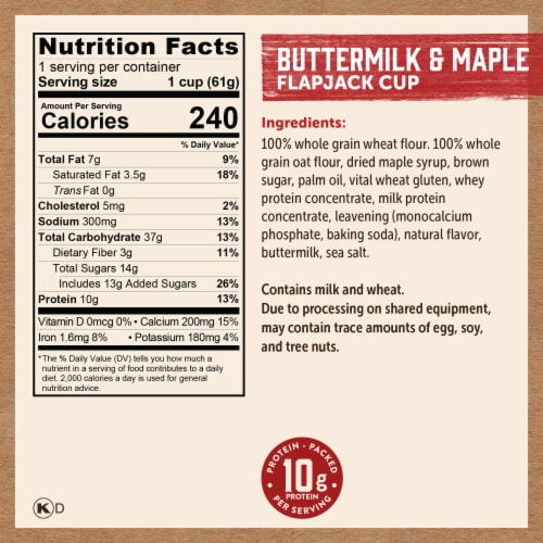 Kodiak Protein-Packed Buttermilk and Maple Pancake Power Cup with 10g Protein Perspective: right