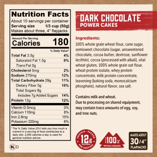 Kodiak Protein-Packed Dark Chocolate Power Cakes Pancake and Waffle Mix with 12g Protein