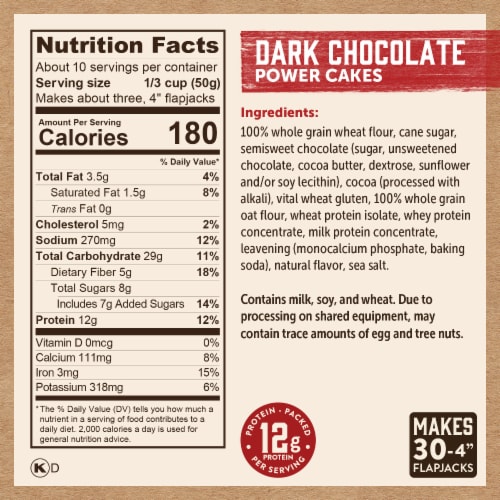 Kodiak Protein-Packed Dark Chocolate Power Cakes Pancake and Waffle Mix with 12g Protein Perspective: right