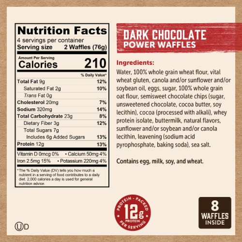 Kodiak Protein-Packed Dark Chocolate Frozen Power Waffles® Perspective: right