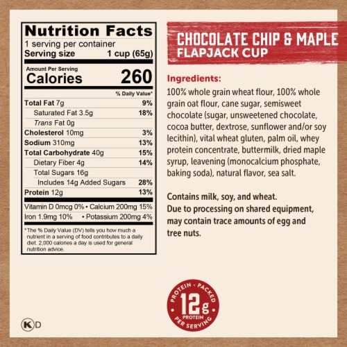 Kodiak Protein-Packed Chocolate Chip and Maple Pancake Power Cup with 12g Protein Perspective: right