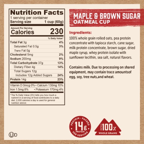Kodiak® Maple & Brown Sugar Protein Instant Oatmeal Cup
