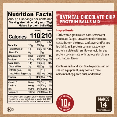 Kodiak® Protein-Packed No-Bake Oatmeal Chocolate Chip Protein Ball® Mix Perspective: right