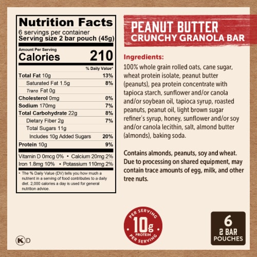 Kodiak Cakes Peanut Butter Crunchy Granola Bars