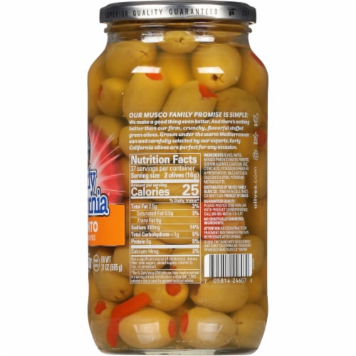 Early California® Pimiento Stuffed Queen Green Olives Perspective: right