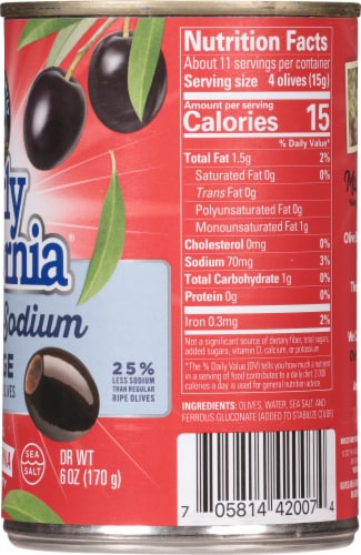 Early California Reduced Salt Large Black Olives Perspective: right
