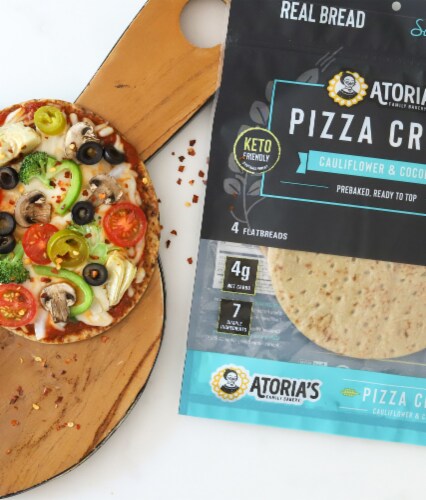 Atoria's Family Bakery Cauliflower & Coconut Personal Pizza Crusts 8-Packs of 4 (32) Perspective: right