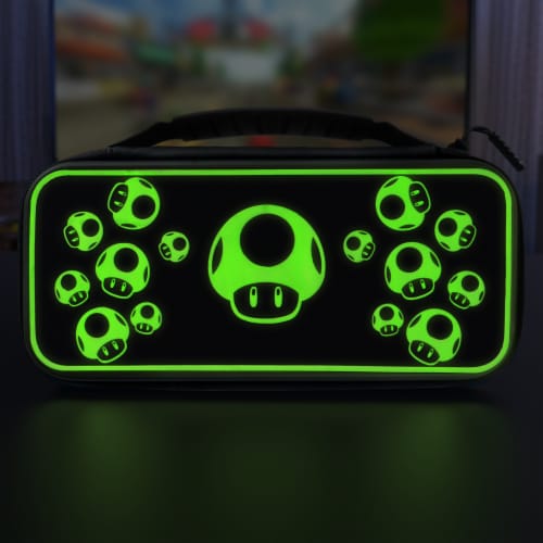 PDP Travel Case Plus GLOW: 1-Up Mushroom For Nintendo Switch & Switch Lite - OLED Model Perspective: right