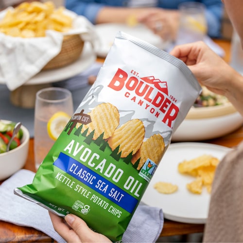 Boulder Canyon® Classic Sea Salt Avocado Oil Canyon Cut Kettle Style Potato Chips Perspective: right