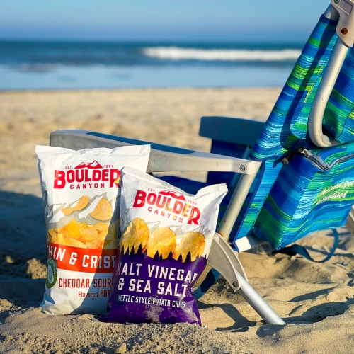 Boulder Canyon Malt Vinegar & Sea Salt Kettle Style Potato Chips Party Size Perspective: right