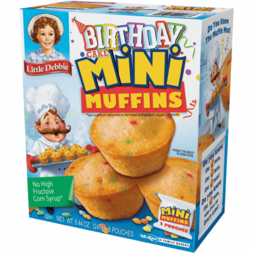 Birthday Cake Mini Muffins, 6 Boxes, 30 Travel Pouches of Bite Size Muffins Baked Perspective: right