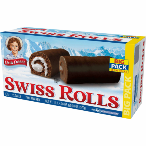 Little Debbie Big Pack Swiss Rolls, 6 Big Pack Boxes, 36 Twin Wrapped Chocolate Cake Rolls Perspective: right