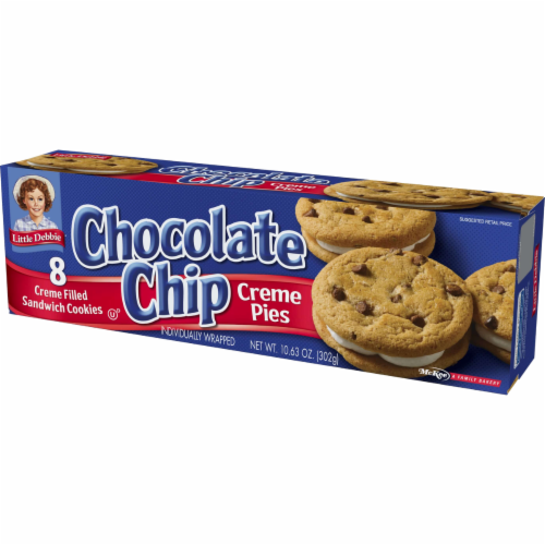 Choc Chip Creme Pies, 4 Boxes, 32 Individually Wrapped Chocolate Chip Pies with Vanilla Perspective: right