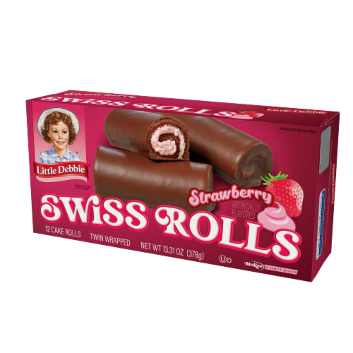 Little Debbie Strawberry Swiss Rolls, 4 Boxes, 48 Cake Rolls Perspective: right