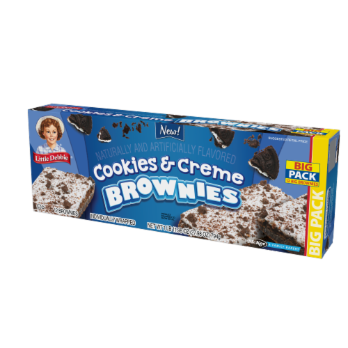 Little Debbie Cookies & Creme Brownies Big Pack, 2 Boxes, 24 Brownies Individually Wrapped Perspective: right