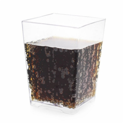 Plastic Shot Glass and Square Dessert Cups for Parties (3 Oz, 5 Oz) Perspective: right