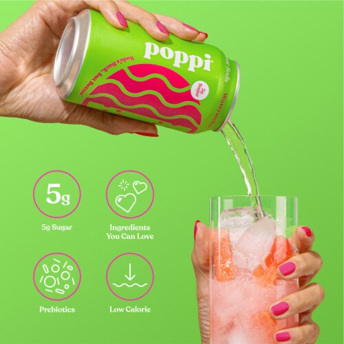 Poppi Watermelon Prebiotic Soda Can Perspective: right
